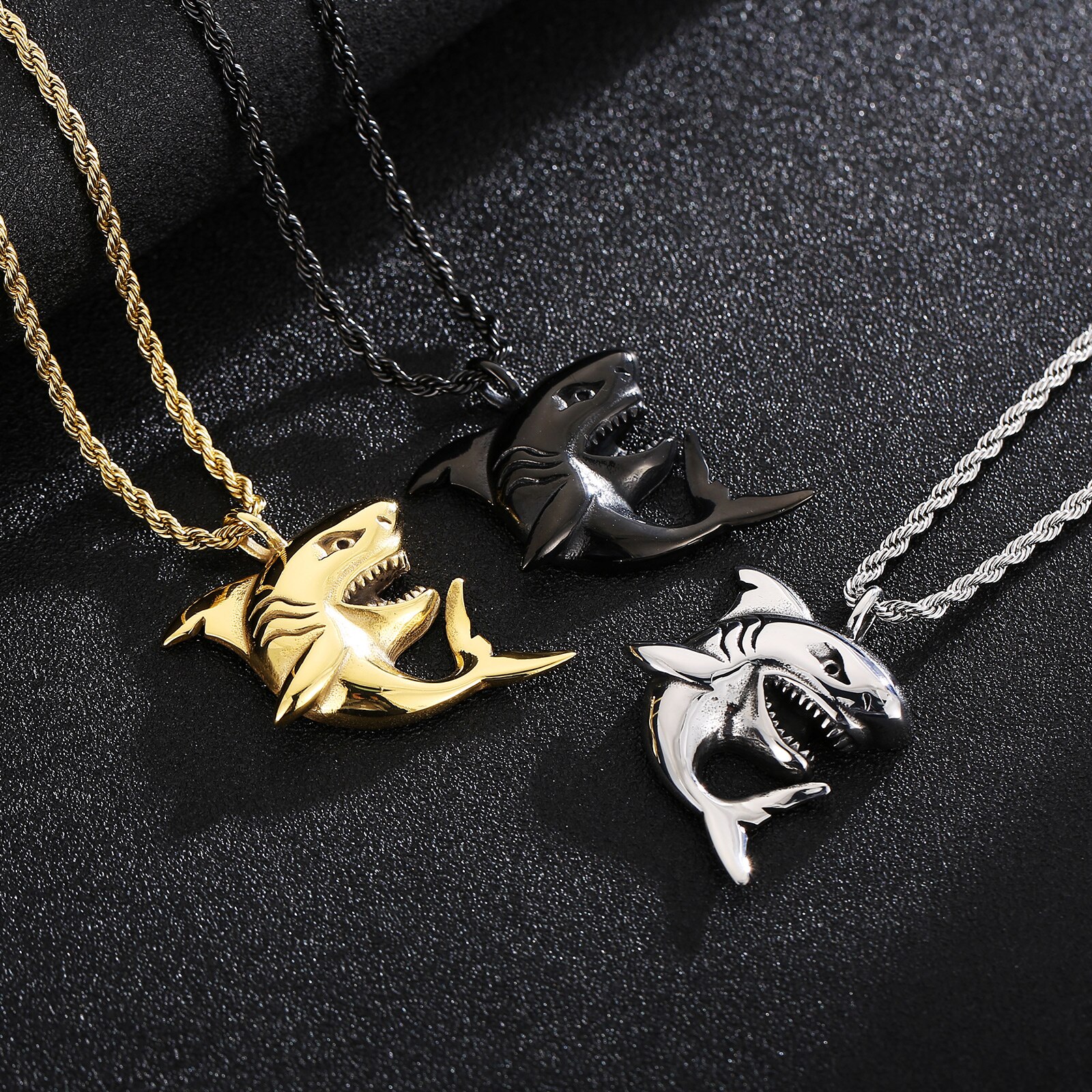 Tier Shark Form herren Anhänger Halskette für Männer Metall Gold-Überzogene Shark Halskette Anhänger Zubehör Partei Schmuck