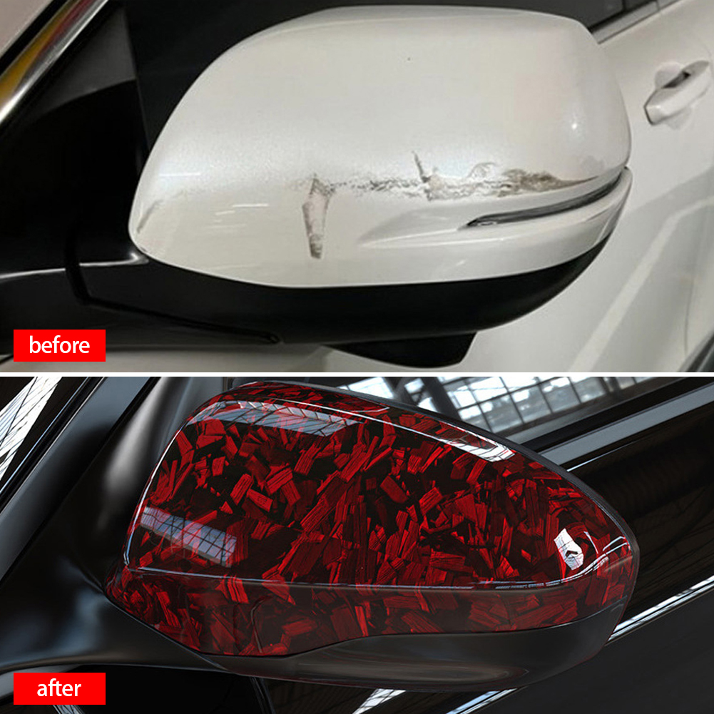 Película de fibra de carbono para coche, envoltura de vinilo de fibra de carbono forjado brillante, pegatinas autoadhesivas rojas para carrocería de coche, 50/100/150cm