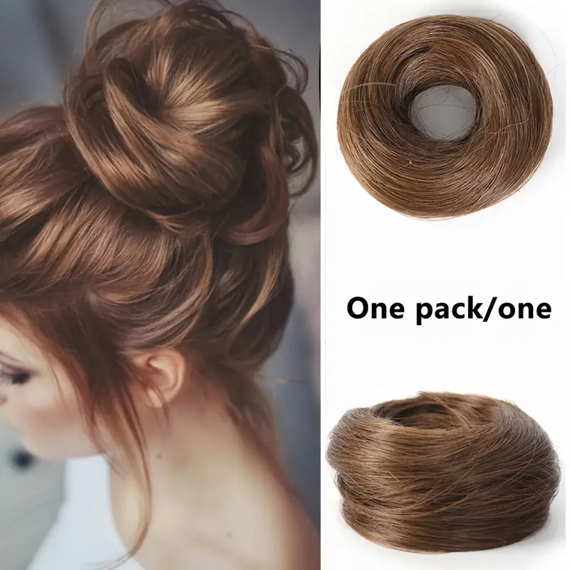 Moño básico para mujer, moño de pelo liso sintético para todas las personas, extensión de cabello de aspecto Natural para mujer: Naranja