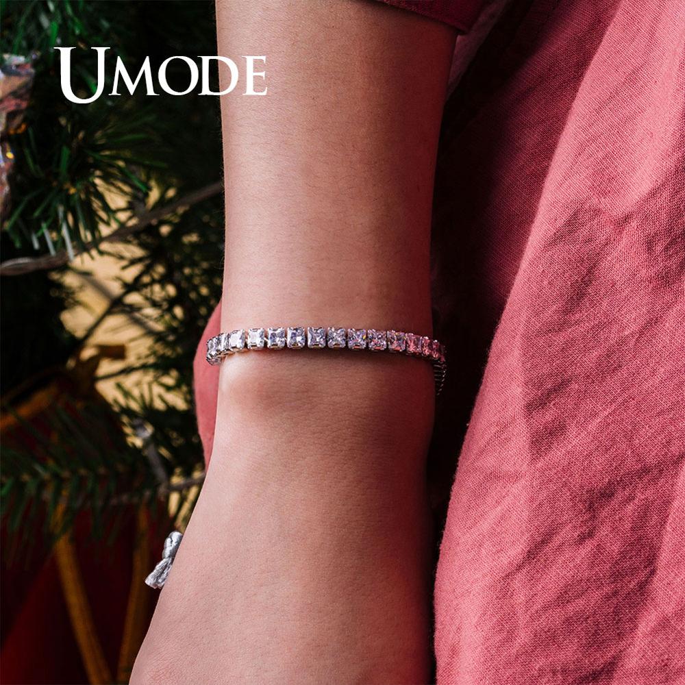 UMODE 0.25ct Cancella Piazza Cubic Zirconia Bracciale Tennis per le Donne Degli Uomini di Cerimonia Nuziale Dei Monili di Lusso 0.16 pollici Femme Moda UB0178A