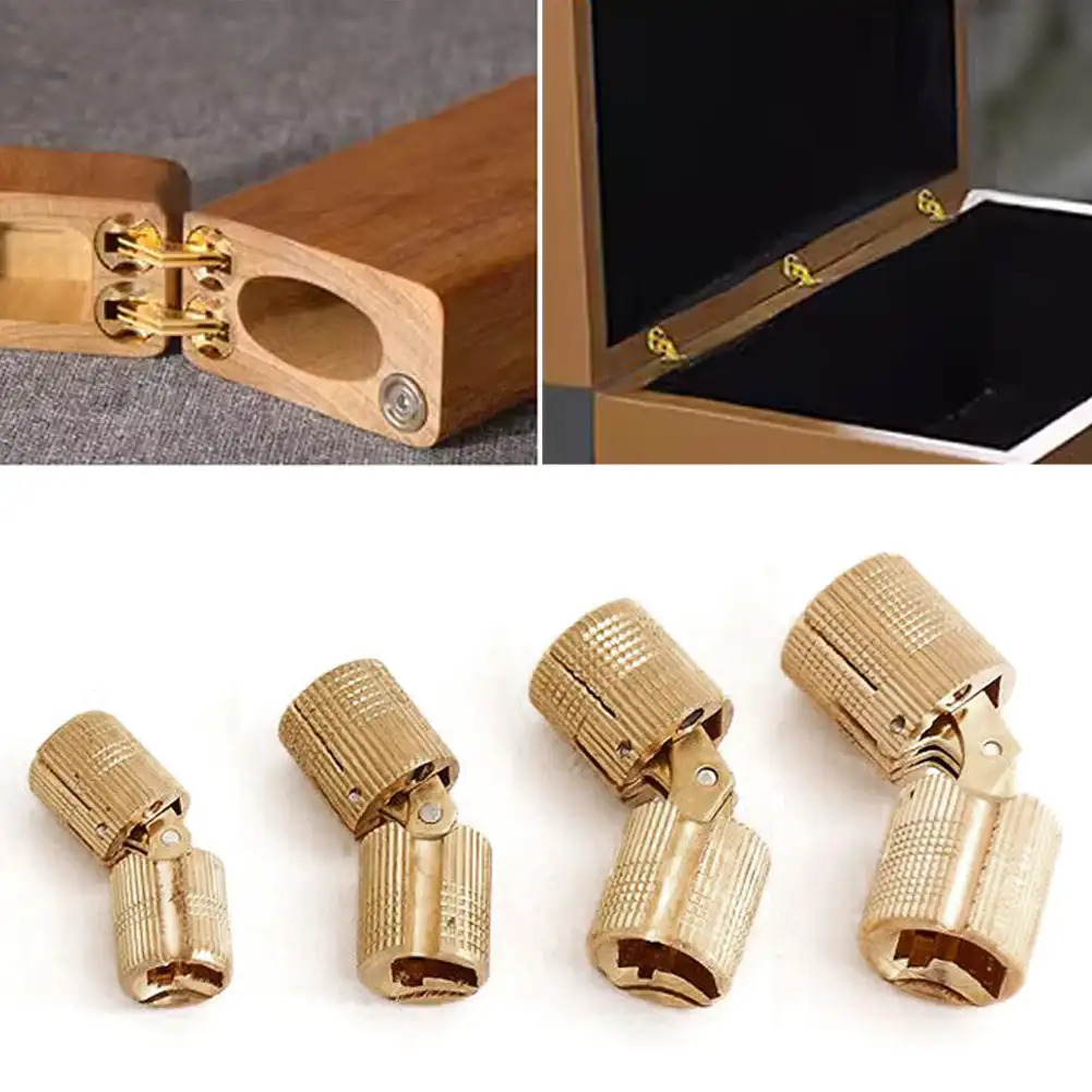 8/10/12/14/16mm Copper Barrel Hinges Cylindrical Hidden Cabinet Concealed Invisible Brass Hinges Mount For Furniture Hardware