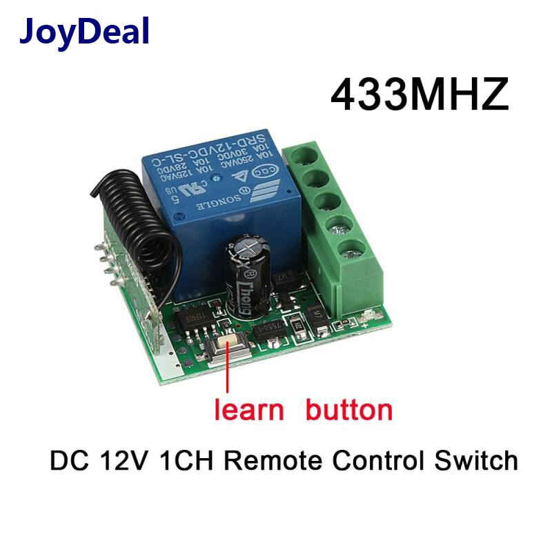 Dc 12v 1 ch 433 mhz trådløs relæ fjernbetjening switch modtager sender fjernbetjening til garageport bil led lampe diy