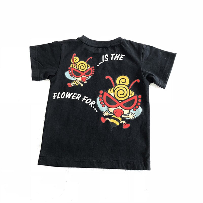 nouvelle Fille t-shirt garçon t-shirts Fille enfants t-shirt filles hauts Enfant Garcon motif sucette coton court traîneau tissu B: Black / 140