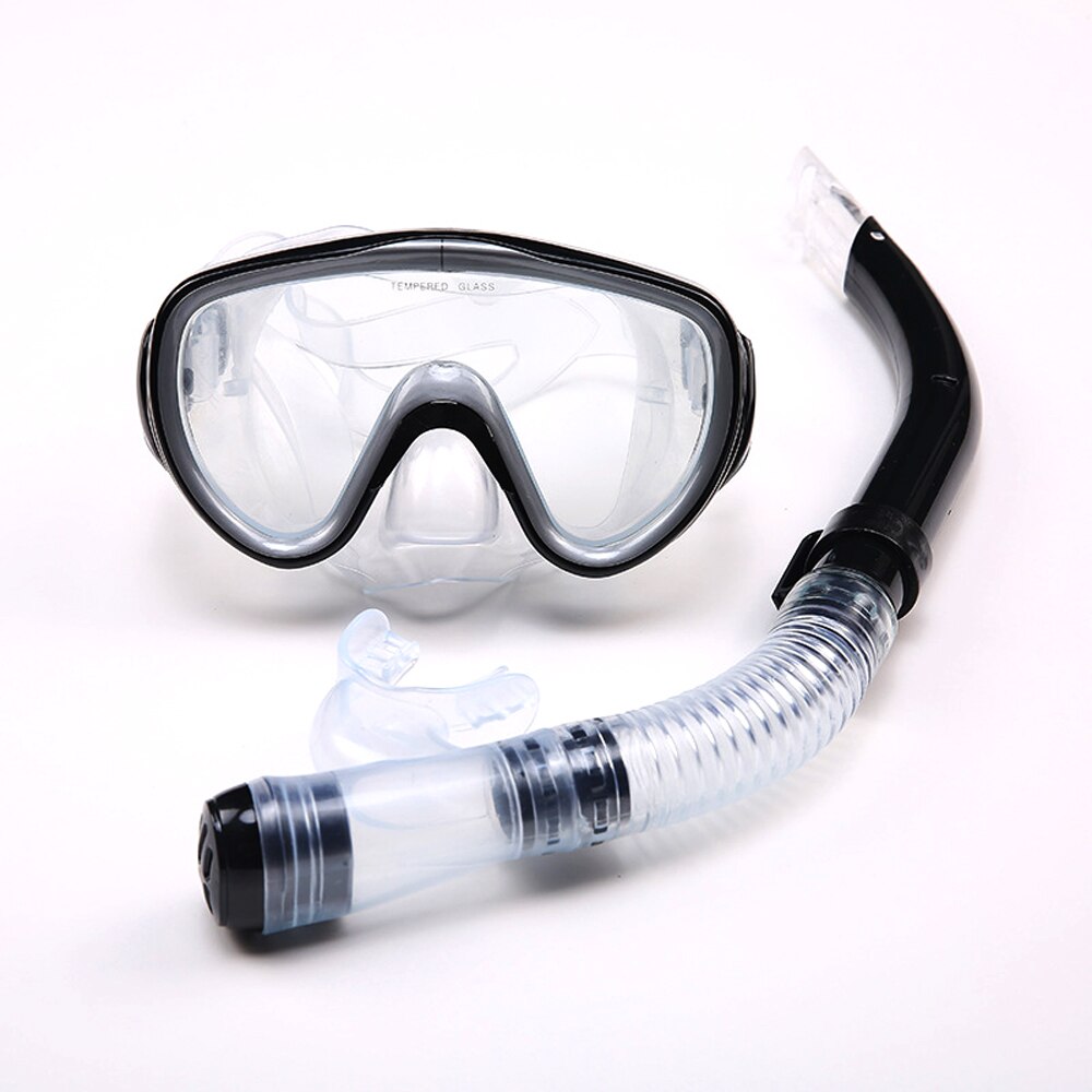 Dykkermasker snorkling pvc maske snorkel briller sæt scuba briller beskyttelsesbriller til undervands: Sort