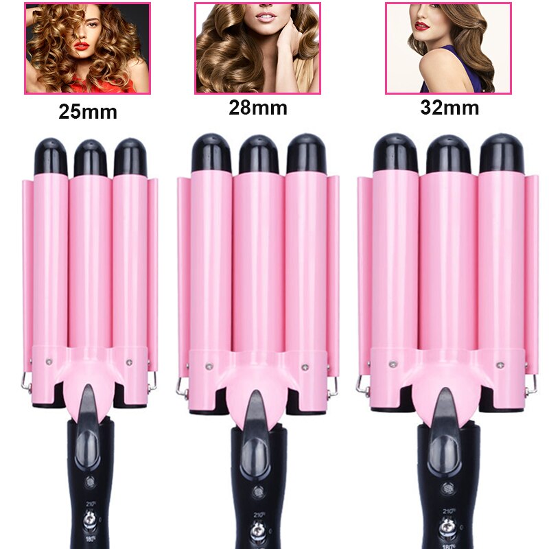 Pro 25-32m Automatic Perm Splint Ceramic Hair Curler Triple Barrels Big Wave Hair Curling Iron Hair Waver Curlers Styling Tools