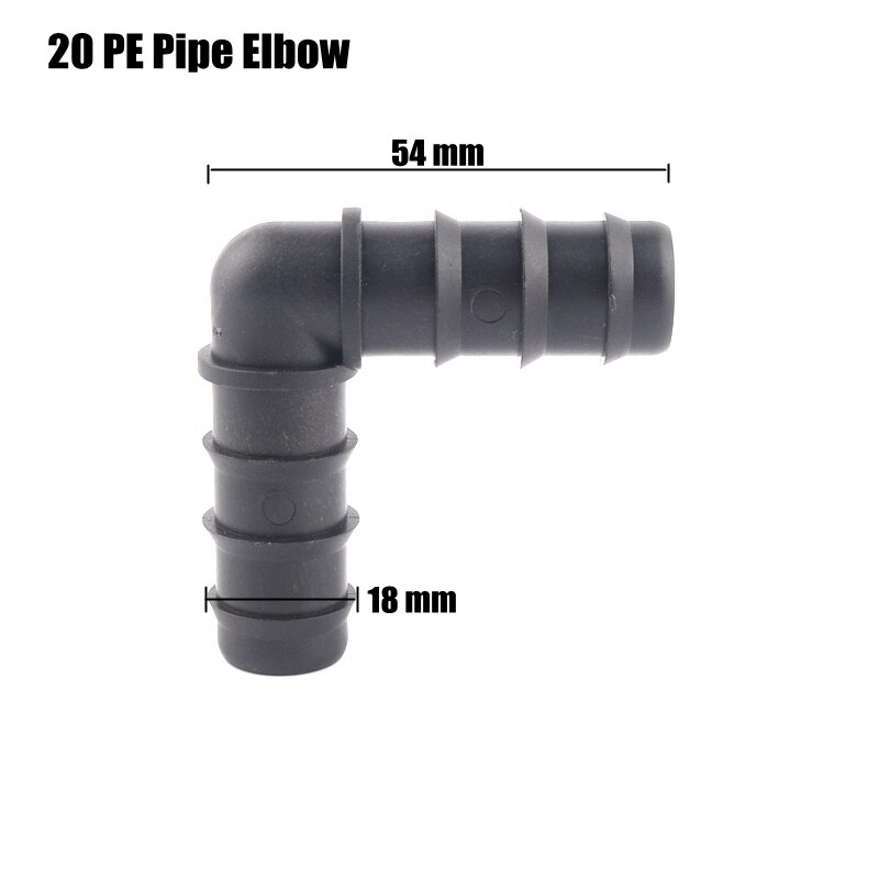 10pcs 20mm PE Pipe Connectors Agricultural Micro Irrigation Hose Connector Gardening Watering Kits Tube Tee Elbow Joints: 20PE Pipe Elbow