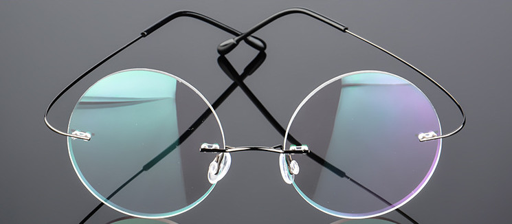 Eyesilove ultralichte randloze Optische frame mannen vrouwen Titanium Randloze bril Frame ronde brillen voor brillenglazen: Grijs