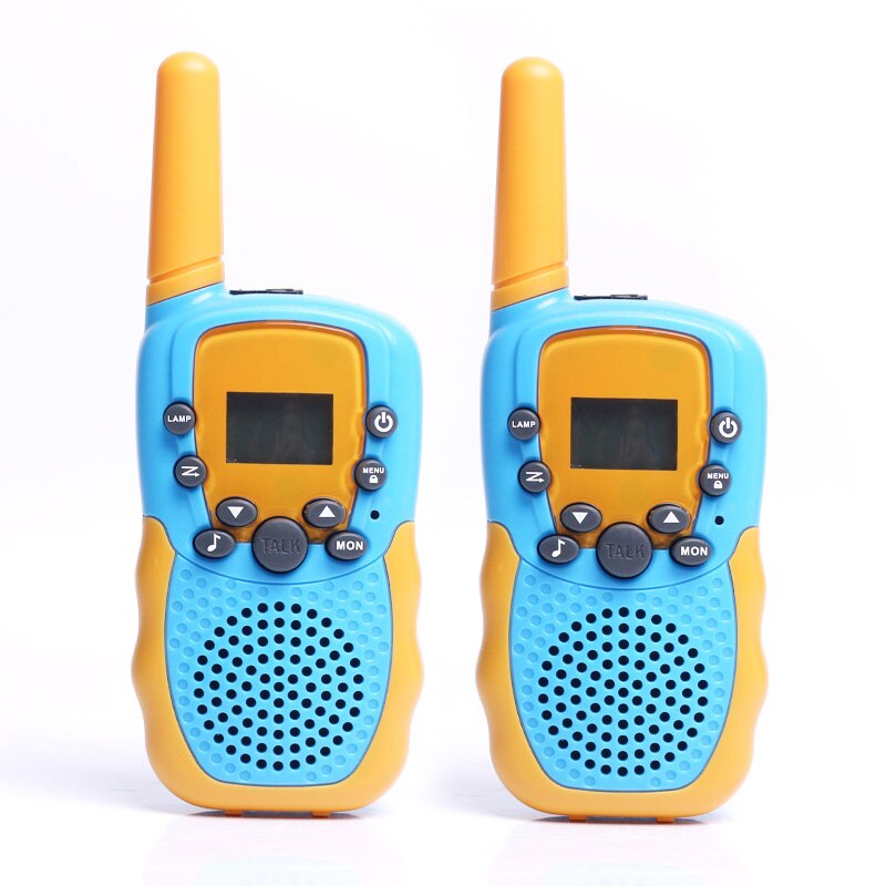2 Pcs Mini Walkie Talkie Kids Toys T-388 0.5W 22CH LCD Display UHF Frequency Portable Two Way Radio Intercom Birthday: 2PCS Orange Blue
