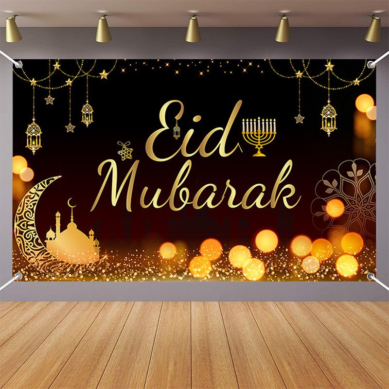 Black Gold Eid Mubarak Banner Bunting Ramadan Kare... – Grandado