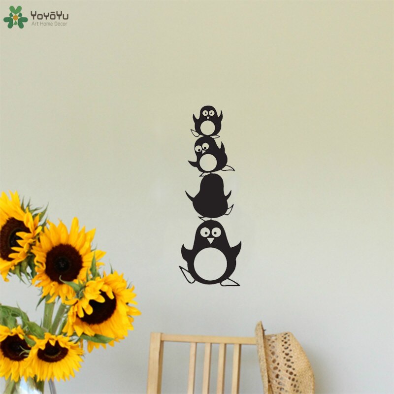 Penguin Cartoon Love Ship Wall Sticker Kids Girls Boys Teenager Room Vinyl Wallpaper Home Art Decoration Cute Penguin QQ437