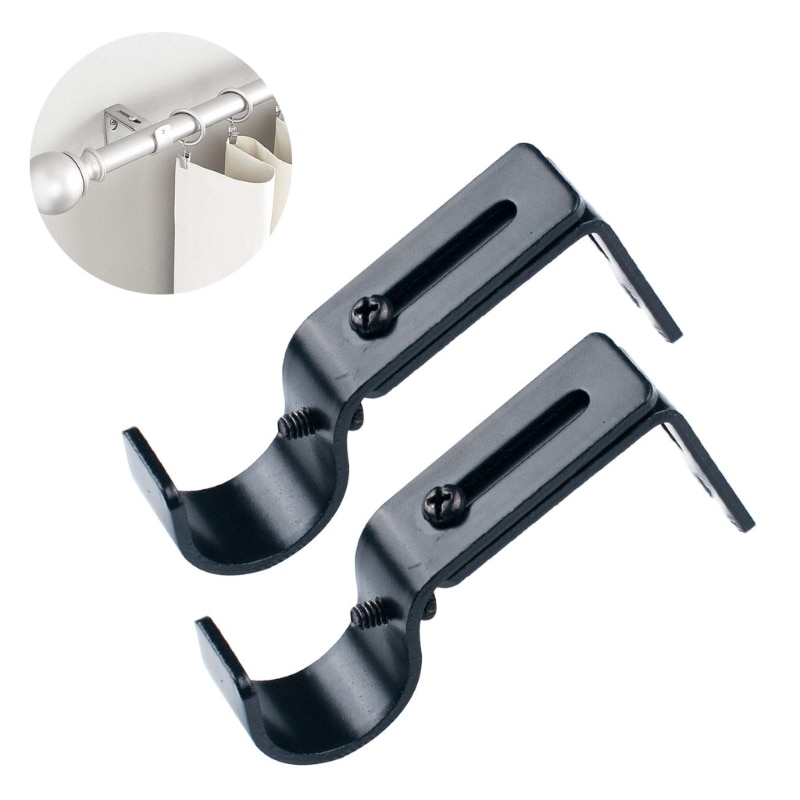 3 Pcs/Set Curtain Rod Brackets Adjustable Curtain Brackets Valance Support Holders Curtain Rod Holder Wall Bracket Hooks w/ 28GF