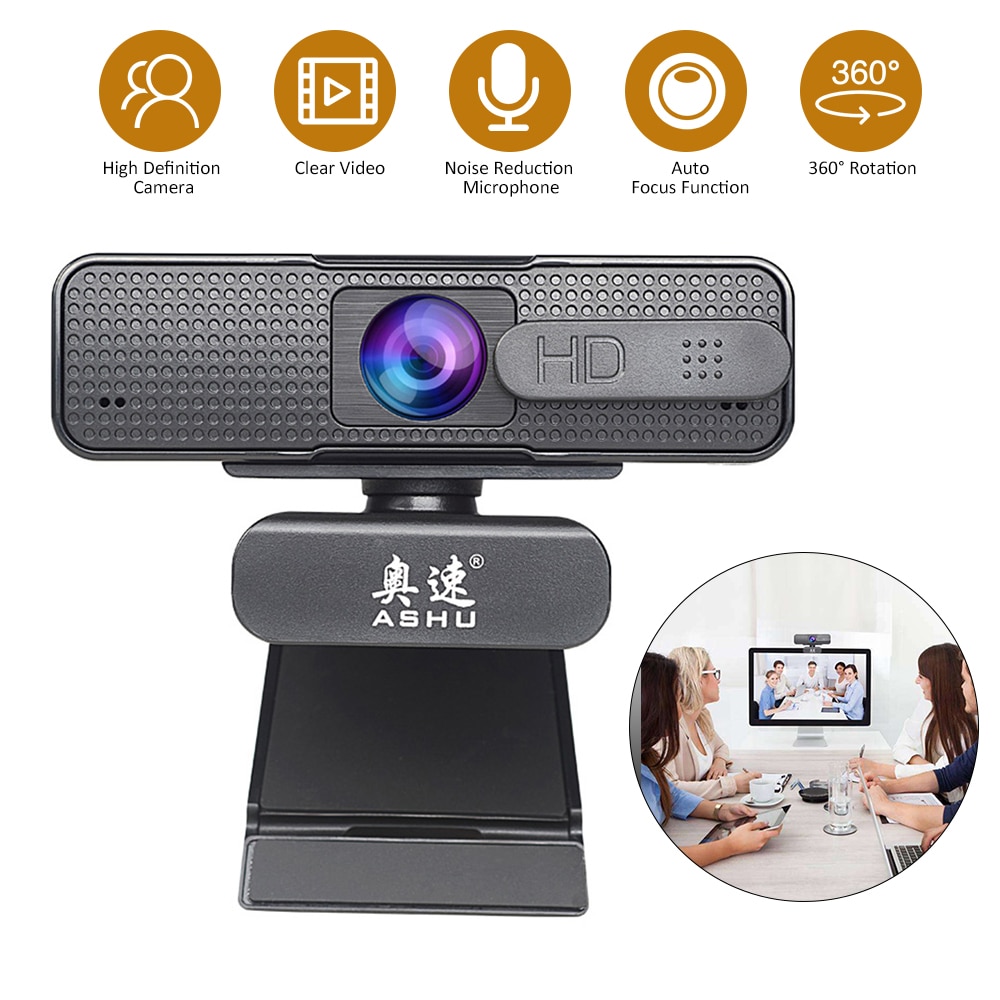 ASHU webcam HD 1920x1080P Video Web camera with Double Noise Reduction Microphone Autofocus Function Web Cam for pc