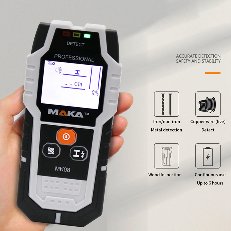 MAKA MK08 4 In 1 Sensor Wall Scanner Multifunction Stud Finder With Digital LCD Display For Wood AC Wire Metal Stud Detection