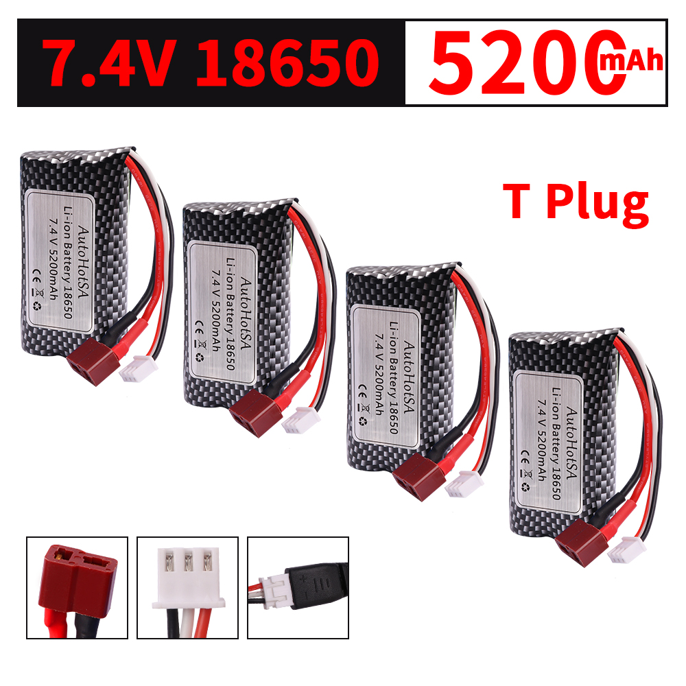 Batterie Li-ion 7.4V 5200mAh 18650 pour Wltoys 10428 /12428/12423 pièces de voiture RC 2s 7.4v batterie pour Wltoys 144001 A959-B A969-B Q46: Orange