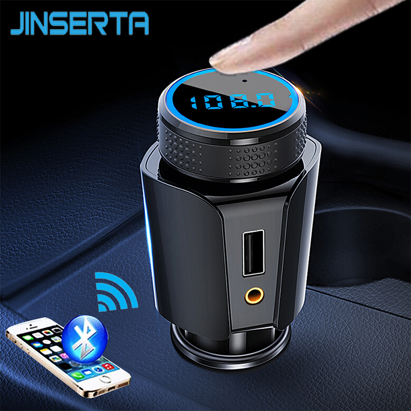 Jinserta Bluetooth 5.0 Handsfree Kit Aux Audio Auto MP3 Speler Tf Usb Draadloze Fm Modulator Met Smart Lading Dual Usb poorten