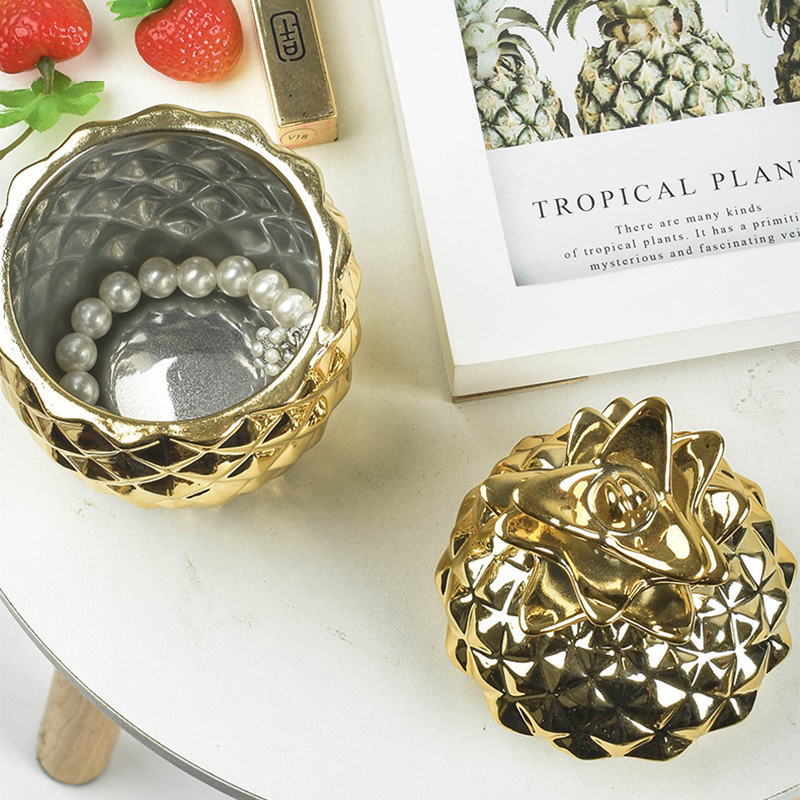 Ceramic Pineapple Storage Tank Aromatherapy Candle Storage Container Dustproof Cover Sugar Crafts Desktop Ceramic Jar and Lid