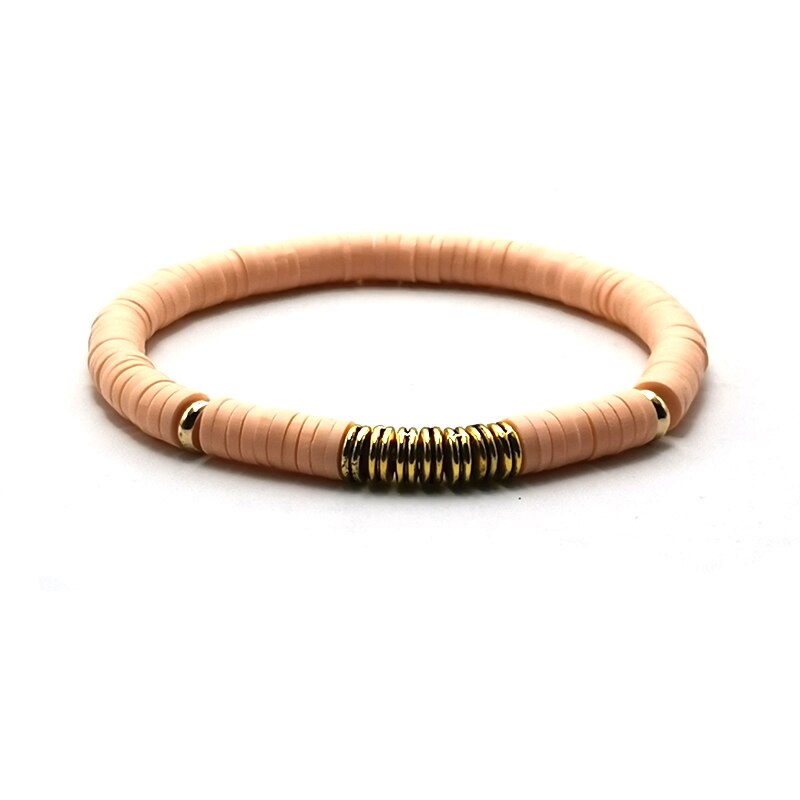 Handmade Boho Polymer Clay Bracelet Women Adjustable Heishi Disc Beads Bracelet Summer Jewelry