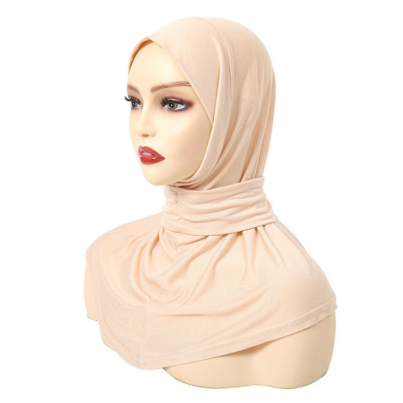 Classique Islam femmes prêt à porter Snap Fastener Hijabs pour femme couverture complète bandeau écharpe Turban casquettes Turbante Mujer: Lce gris