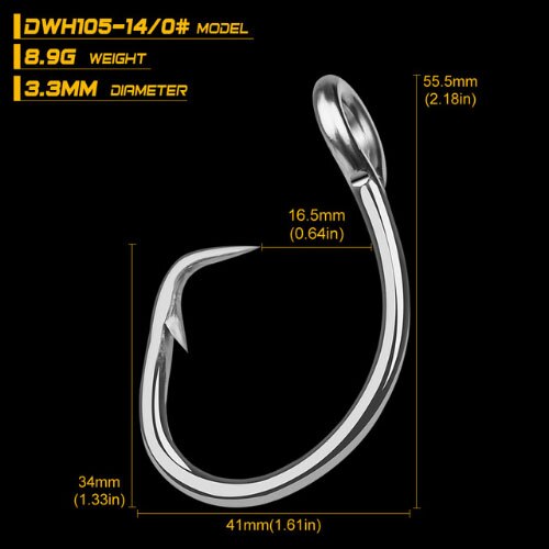 5pcs/lot Saltwater Jig Fishing Hook Circle Hook 11/0#-16/0# Stainless Steel Fishhook Pesca Anzol Carp Jigging Fishing Tackle: 14-0