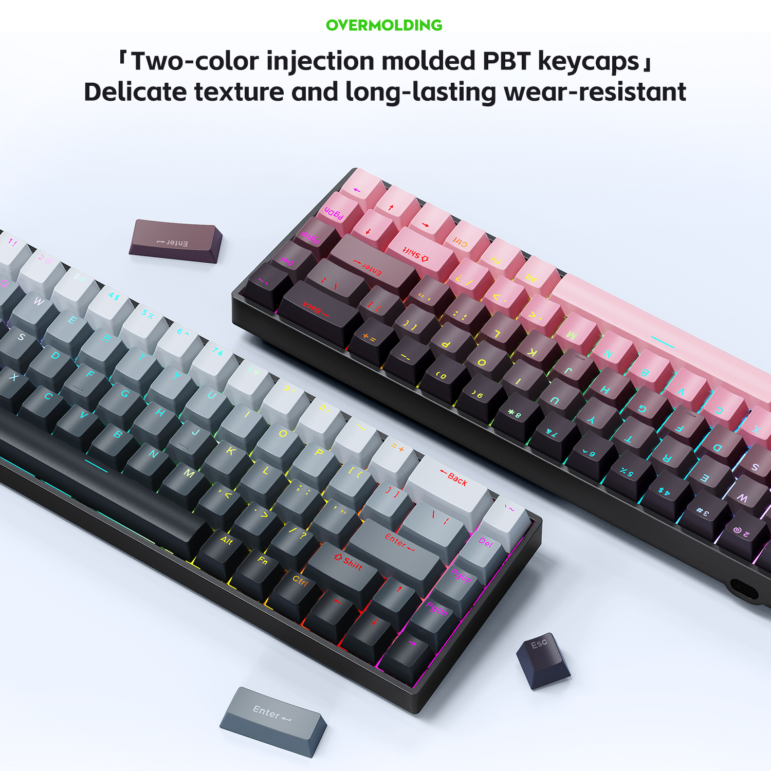 K68 68-toetsen draadloos mechanisch toetsenbord Tri-mode-verbinding, Full Key Swap, RGB-lichteffecten, pakkingdemperstructuur, L