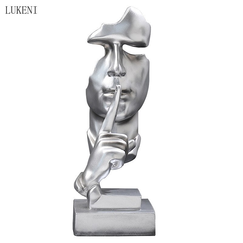 European Black White Silver Abstract Character Resin Statue Accessories Crafts 31cm Not Talking Abstract Sculpture Home Decor