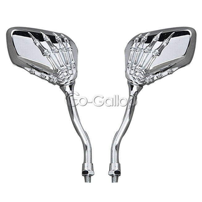 Schedelachteruitkijkspiegels voor honda vt shadow ace classic 500 700 750 1100 vtx 1300/  kawasaki vulcan  vn 800 900 1500 1600 cruisers: Chroom
