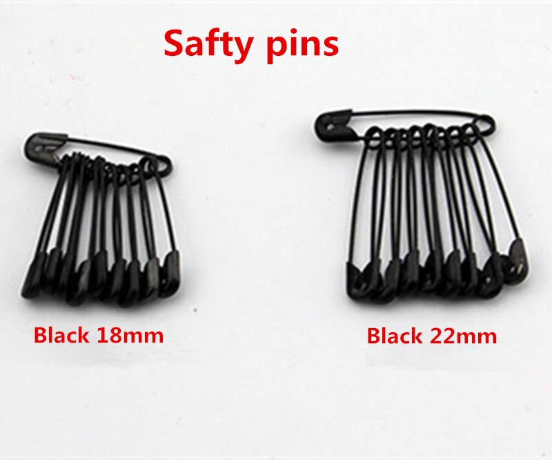 1000 stk sorte sikkerhedsnåle til beklædningsgenstandsstrenge / snore brug diy tøj tilbehør sorte ben lenth 18mm-55mm