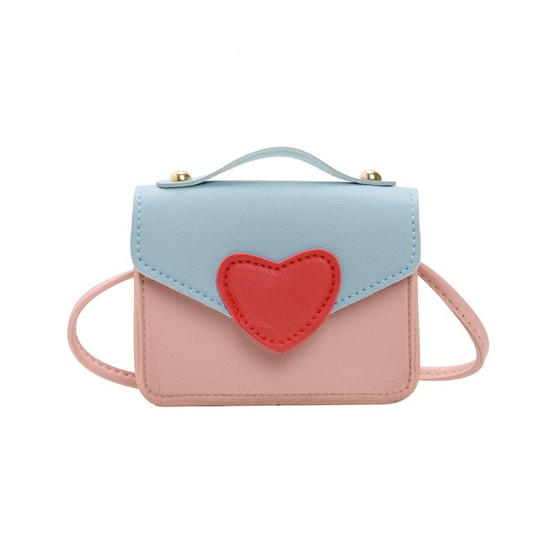 Cute Baby Mini Bag Kawaii Little Girl Coin Wallet Heart Leather Purse Kids Party Hand Bag Accessories Toddler: Blue