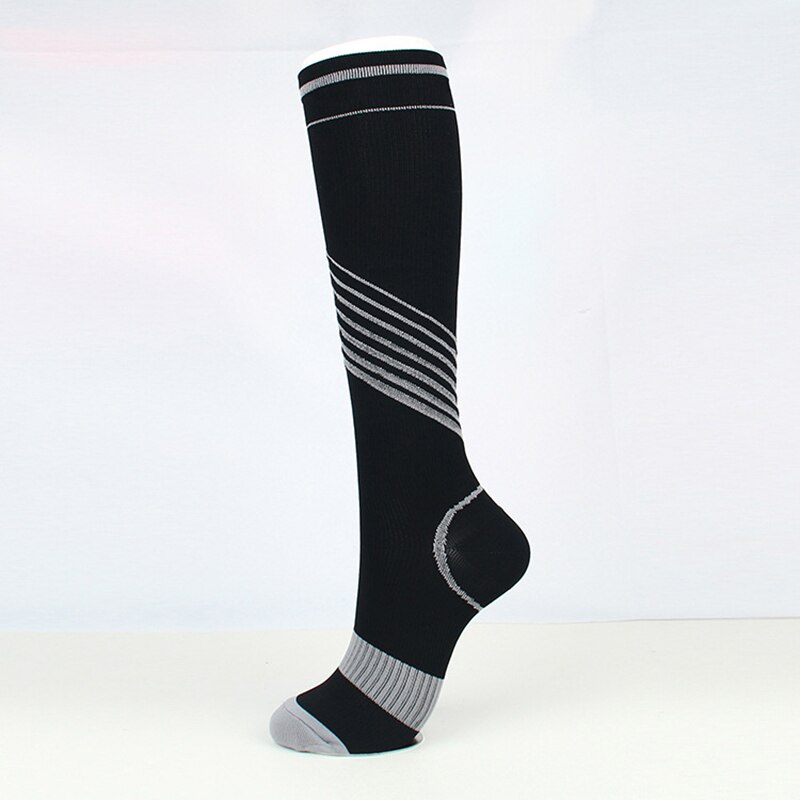 Calcetines de compresión para hombre y mujer, calcetín deportivo de compresión para viajes en bicicleta, compresa para pierna elástica, media de soporte, Unisex: Gray / L / XL