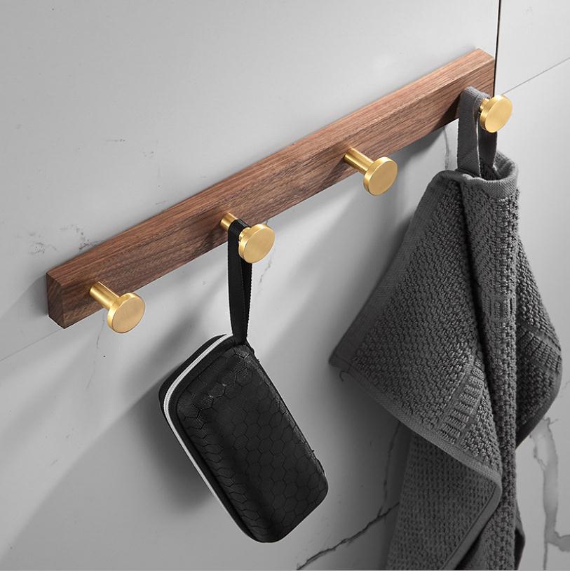Træ og aluminium håndklæde krog væg krog dør bøjle tøj kappe krog multifunktionel hardware hardware