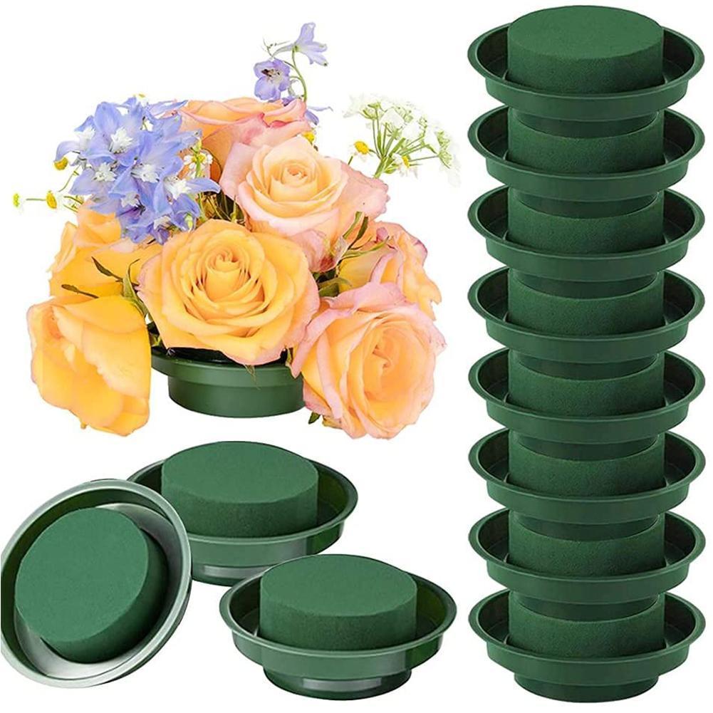 5Pcs Diy Bloemstuk Kit Groene Ronde Nat Steekschuim Bloem Schuim Met Kom Voor Bruiloft Gangpad Bloemen Party decoratie