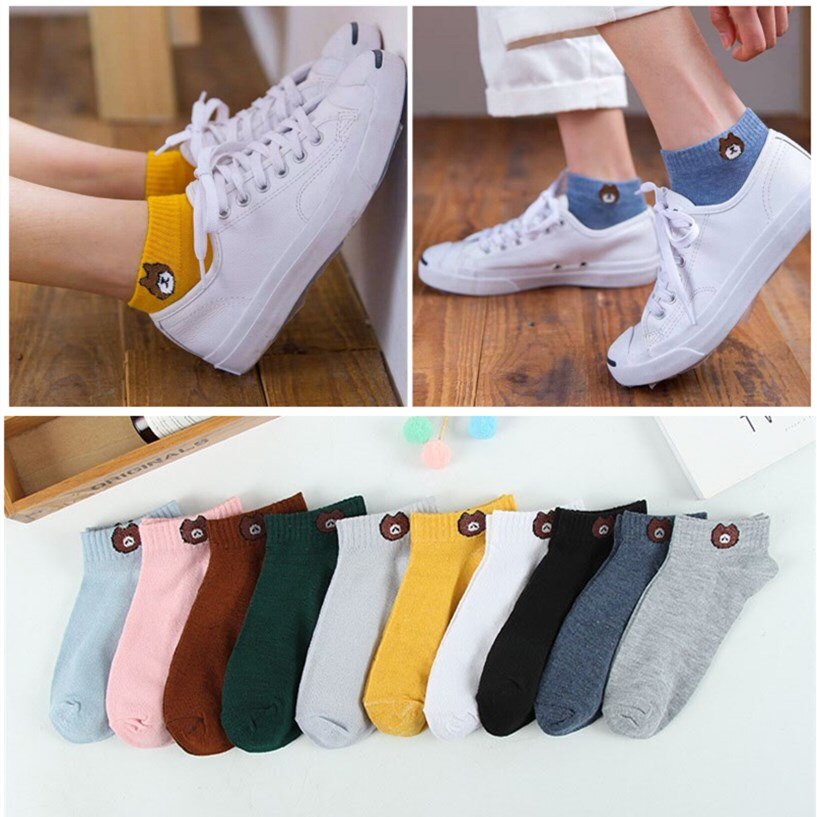 Calcetines con estampado de dibujos animados para mujer, medias suaves y transpirables de estilo coreano janpanés, 20 unidades = 10 pares, 10 colores,: Model C