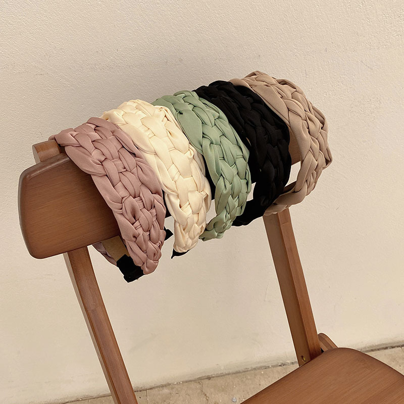 Diadema trenzada de satén de colores bohemios, accesorios para el cabello para adultos, joyería para el cabello