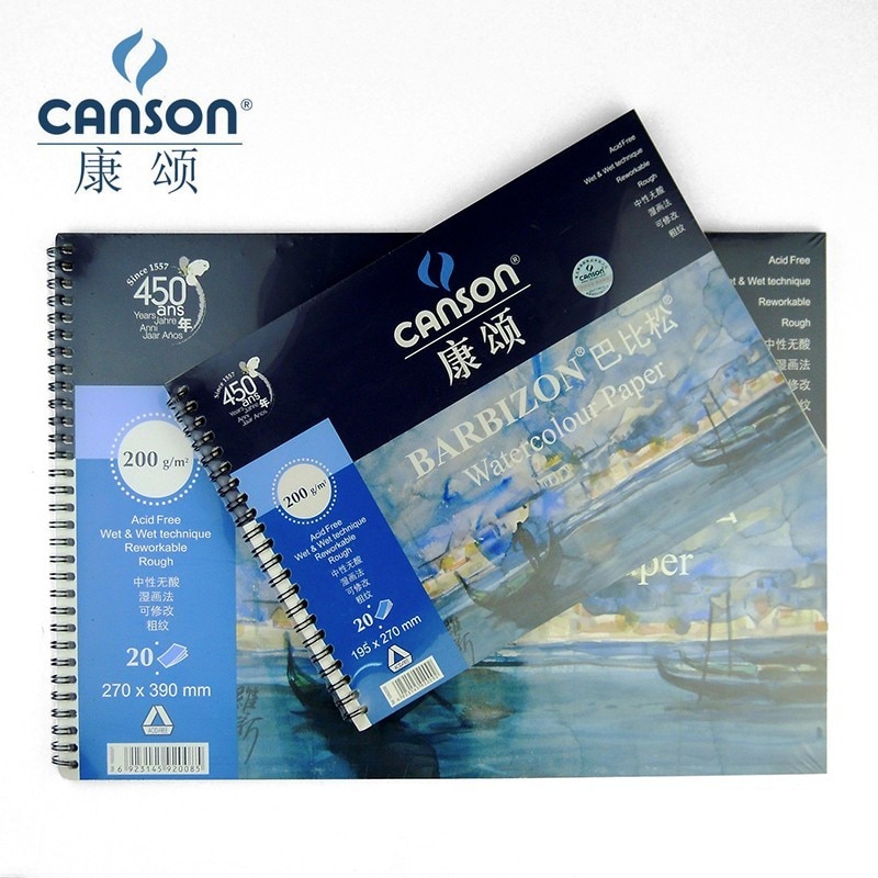 Canson 200g/m2 8 K 16 K Aquarel Papier Voor Water Kleur 20 Vellen Handgeschilderde Water- oplosbare Boek Creatieve Blank Spiral Art Papier