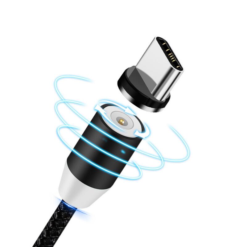 5pcs/set Magnetic Tips 360 Degree Rotation Aluminium Alloy Easy Operate Charging Cable Adapter Durable Micro USB Type C