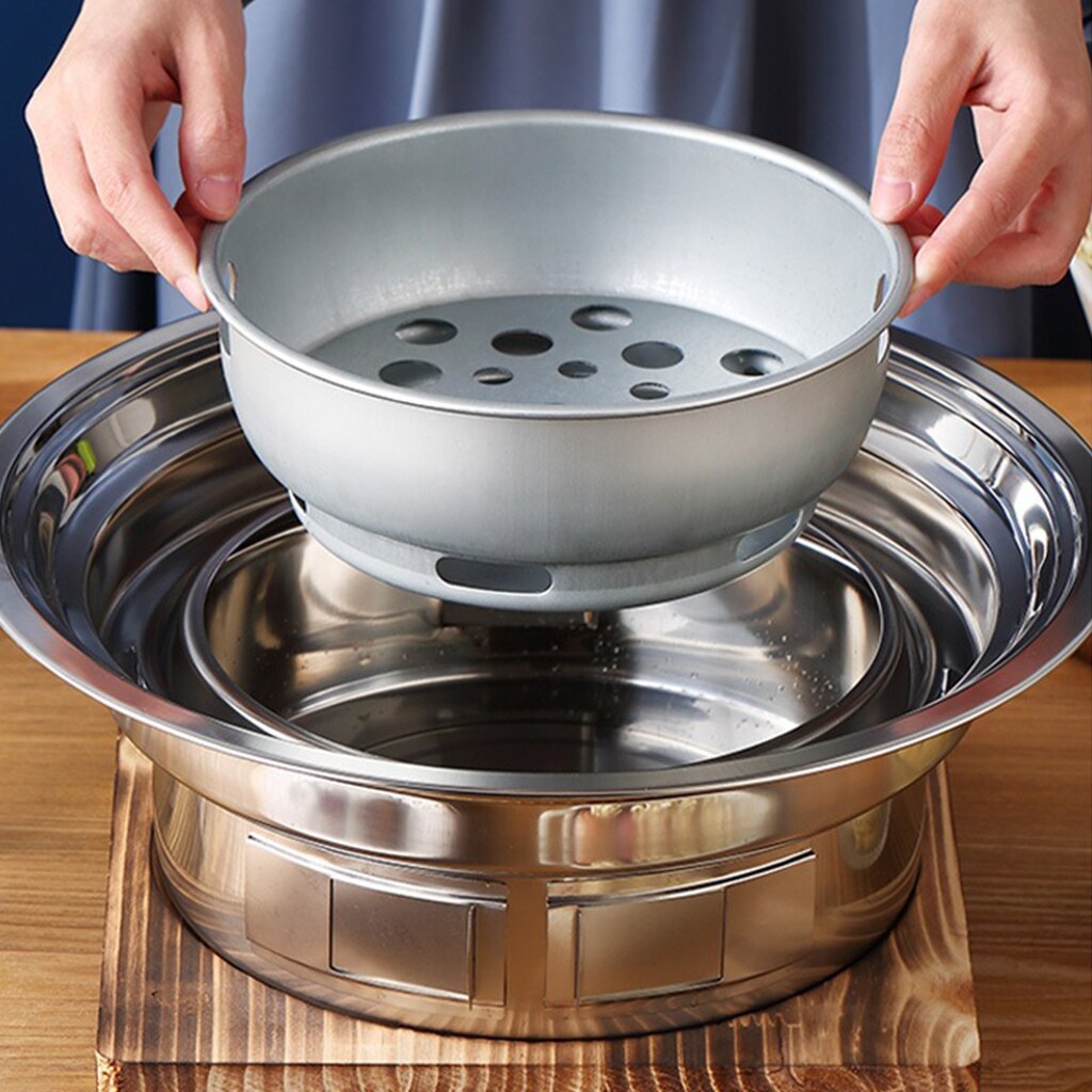 Koreaanse Houtskool Barbecue Grill Rvs Non-stick Barbecue Lade Grills Draagbare Houtskool Kachel Voor Outdoor Camping Tuin