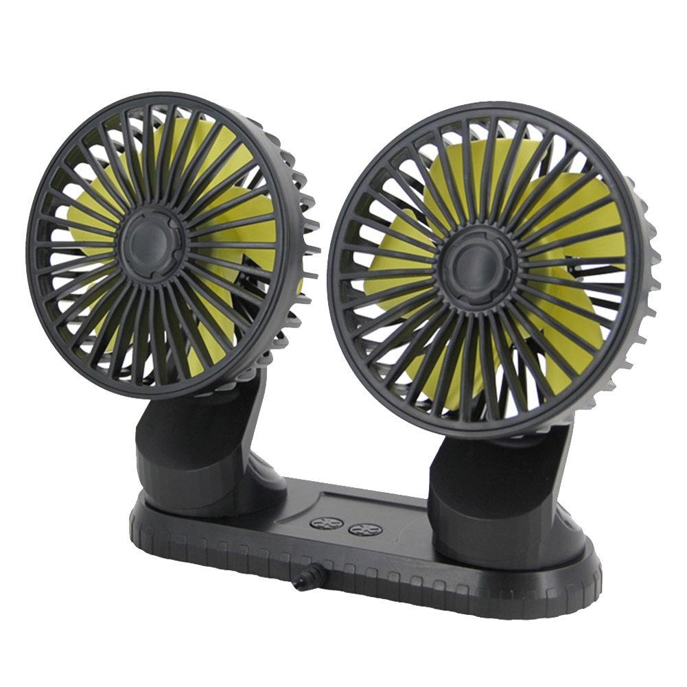 Ventilación automática rotación verano bajo ruido salida de aire doble cabeza ventilador de coche Puerto USB