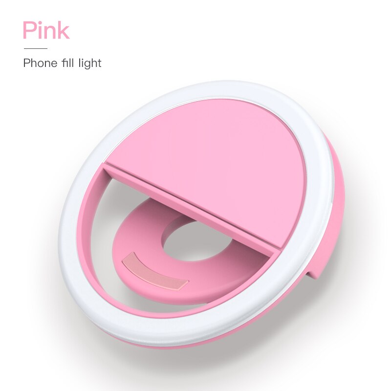 KUULAA USB Ladung FÜHRTE Selfie Ring Licht Für iPhone Xiaomi Telefon Ergänzende Beleuchtung Selfie Verbesserung Handys Füllen Licht: Pink