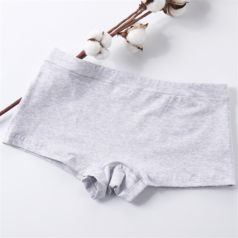 4color Womens Breathable Safety Short Pants Cotton Seamless Mid-Rise Solid Cotton crotch Girls summer Necessary shorts: light grey / XL