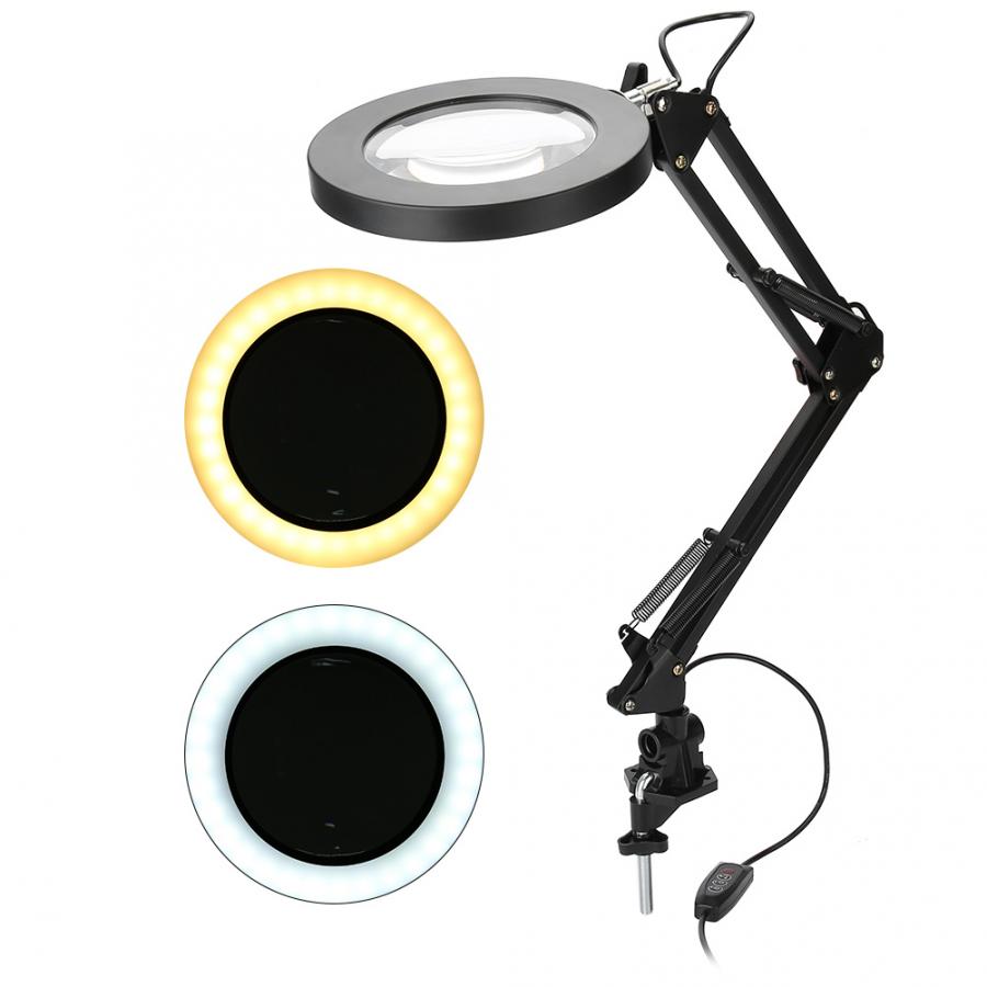 Klämma fäste led förstoringsglas lampa salong 5x förstoringslampa eyeliner manikyr tatuering skönhetsljus för tatuering tatuering tillbehör