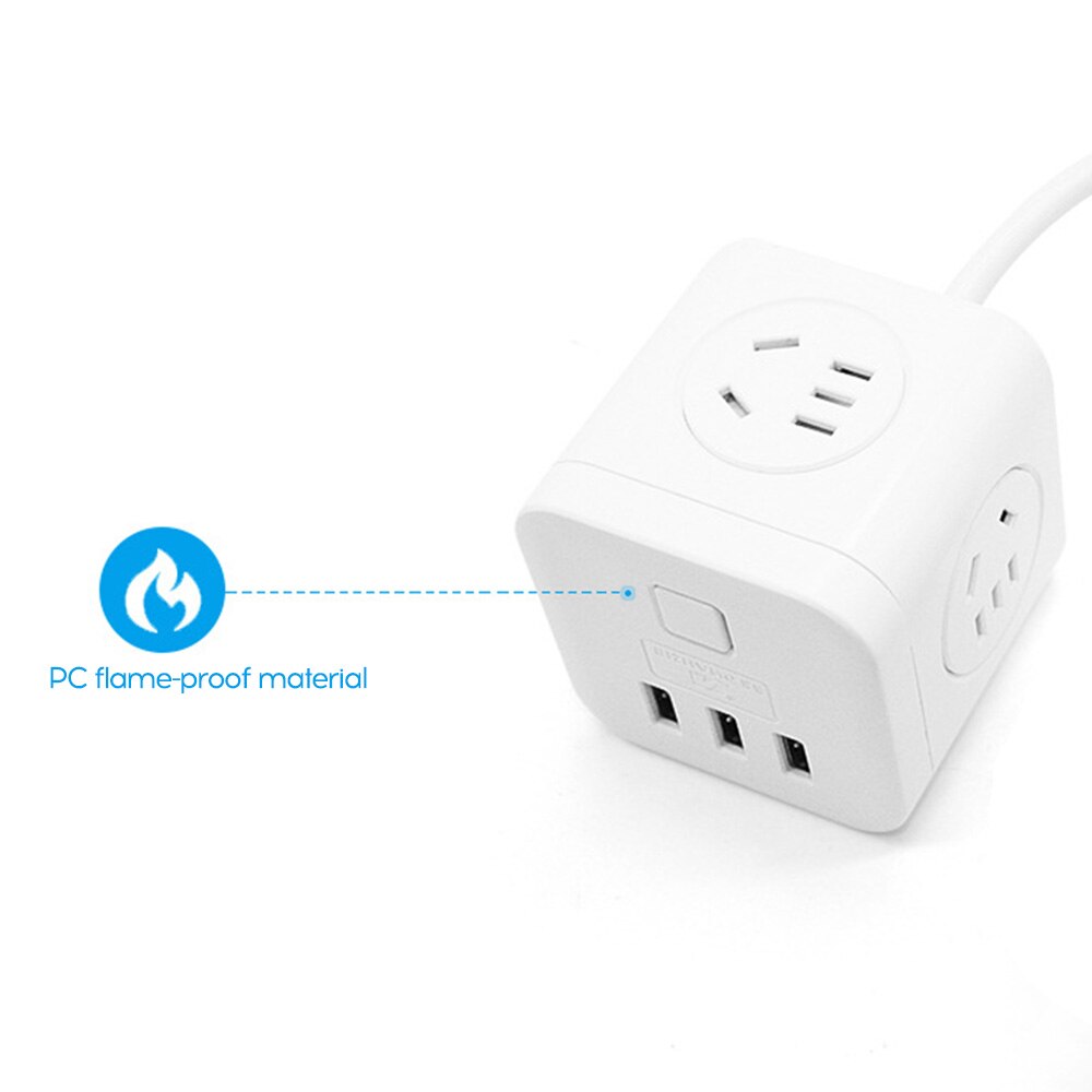 Power Socket with USB Port Socket Charger Adapter Multi-function Vertical Row Plug Wiring Board with 1.6M Cable Power Cube
