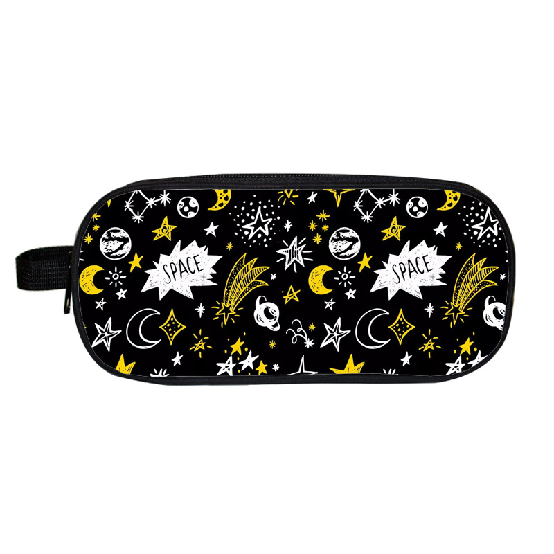 Cartoon DIY Pencil Case Kawaii Stationery Space Astronaut Alien Pen Bags For Boys Double Layer Kid School Pencil Cases