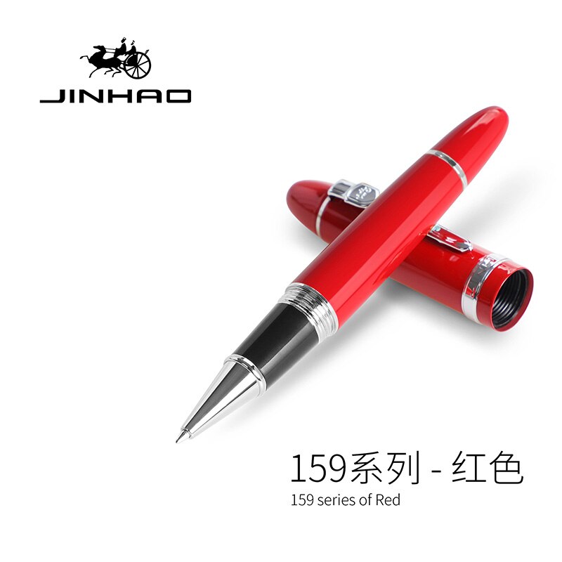 jinhao 159 Rollerball pen 0.5 MM screw cap metallic silver clip luxury pen students stationery office supplies: red