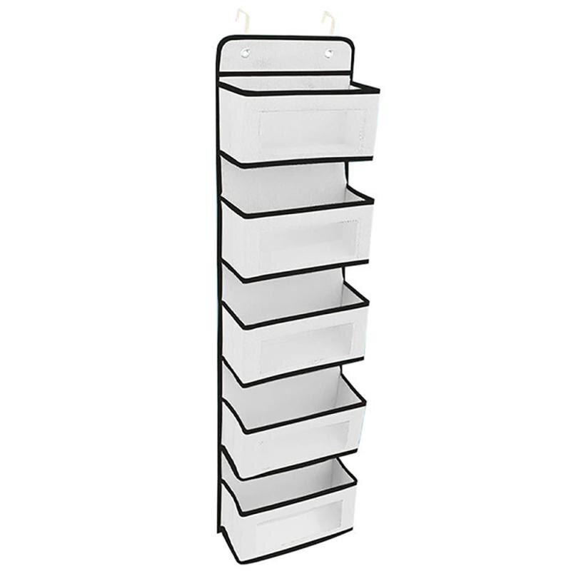 Five-layer Door Hanging Organizer Rack Wall Bag Storage Closet Holder Wardrobe Closet Transparent Storage Clothes Organizer: C