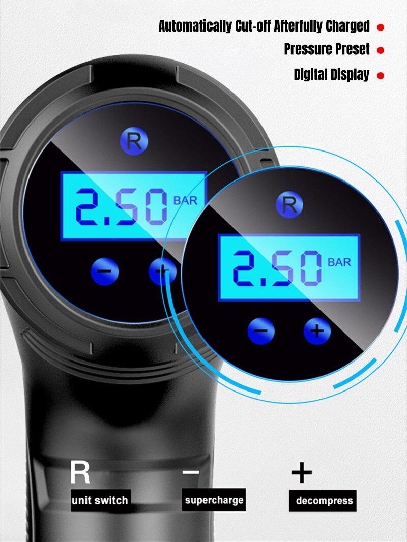 120W Tragbare Auto Reifen Pumper Wiederaufladbare Drahtlose Aufblasbare Pumpe Digital Anzeige Luftpumpe Automatische Reifen Inflator Ausrügestochen