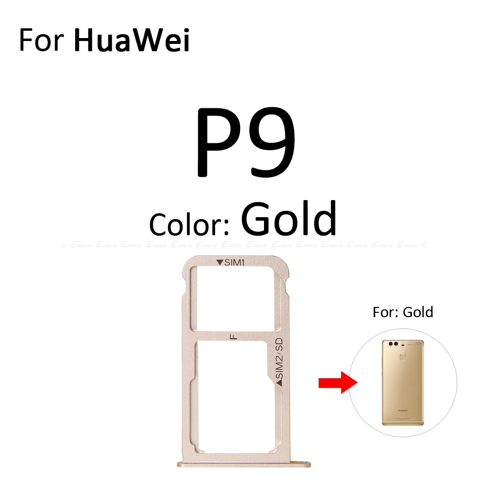 Sim Card Socket Slot Tray Reader Holder Connector Micro SD Adapter Container For For HuaWei P9 P8 Lite: For P9 Gold