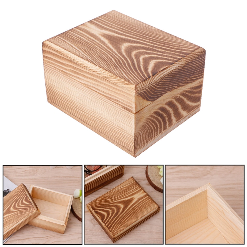 Handmade Wooden Box With Lid Storage Case Crafts Sundries Organizer 2 Sizes