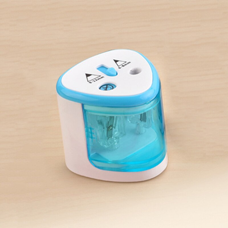 Electric Pencil Sharpener Portable Double Hole for Student Classroom Home Office SMR88: Blue