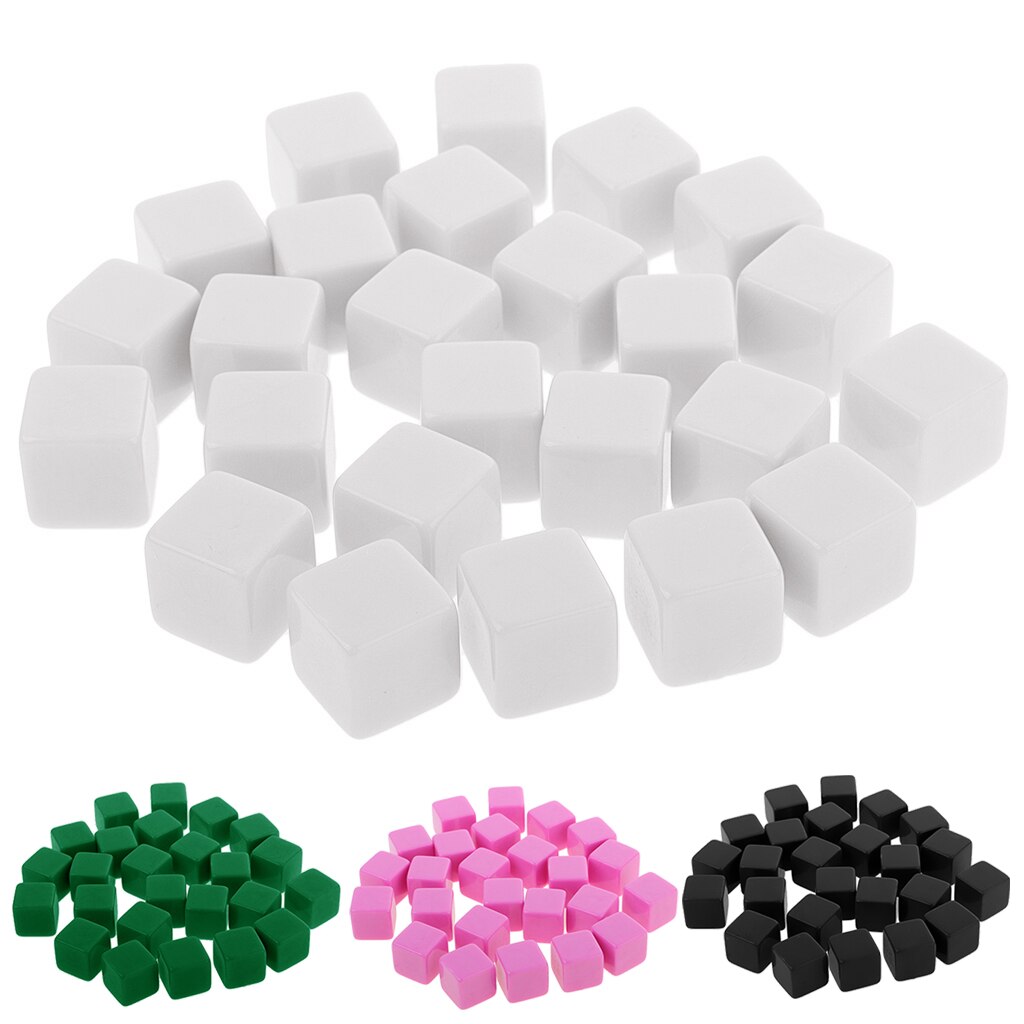 Dados en blanco de tamaño estándar, D6, seis lados, juegos de rol, 16mm/0,62 pulgadas, , 25 uds.