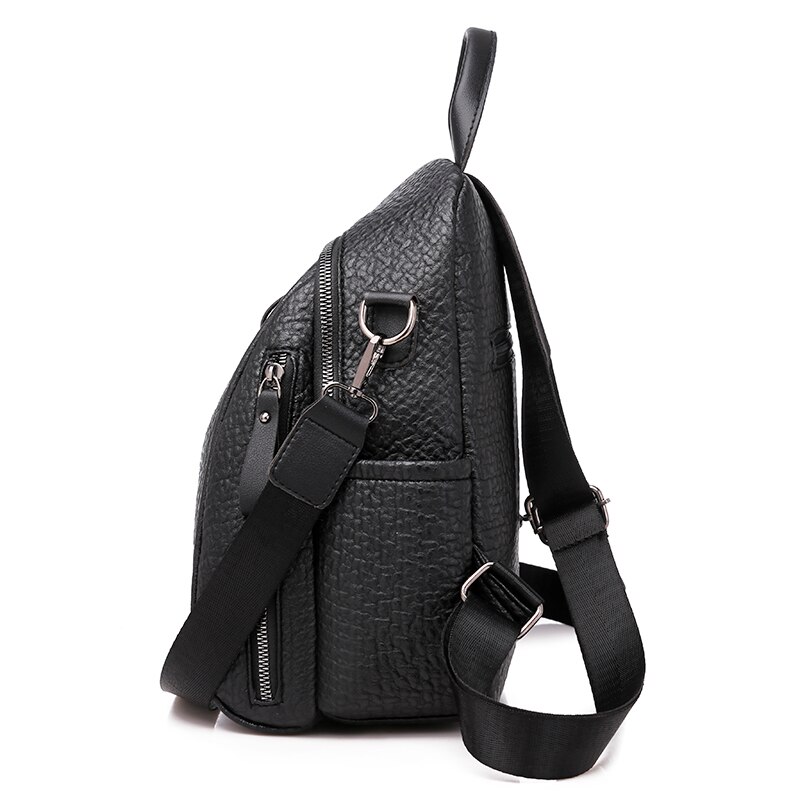 Women's Double zipper backpack leather backpack casual backpack PU high-grade leather bag lady travel bag suitable for girls